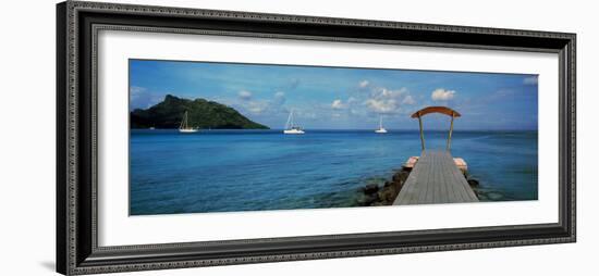 Boats in the Pacific Ocean, Tahiti, French Polynesia-null-Framed Photographic Print