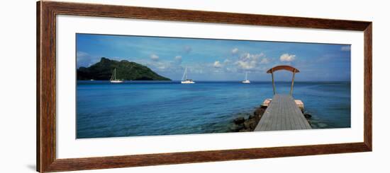 Boats in the Pacific Ocean, Tahiti, French Polynesia-null-Framed Photographic Print