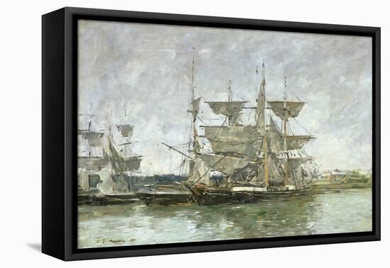 Boats in the Port, Deauville, 1881-Eugene Louis Boudin-Framed Premier Image Canvas
