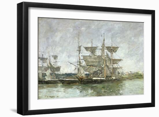 Boats in the Port, Deauville, 1881-Eugene Louis Boudin-Framed Giclee Print