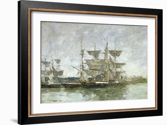 Boats in the Port, Deauville, 1881-Eugene Louis Boudin-Framed Giclee Print