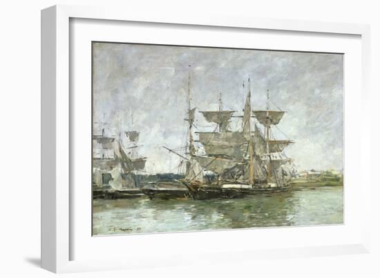 Boats in the Port, Deauville, 1881-Eugene Louis Boudin-Framed Giclee Print