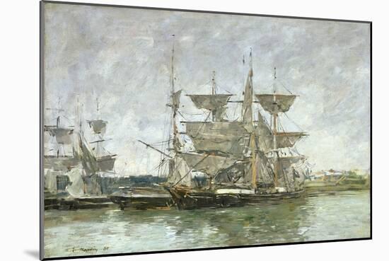 Boats in the Port, Deauville, 1881-Eugene Louis Boudin-Mounted Giclee Print