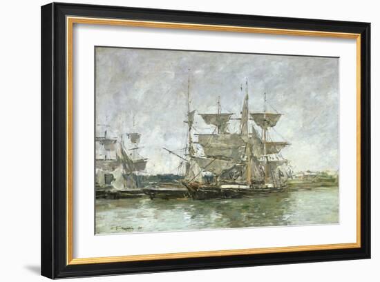 Boats in the Port, Deauville, 1881-Eugene Louis Boudin-Framed Giclee Print