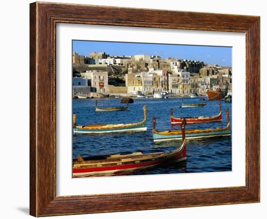 Boats in Valetta Harbour, Malta, Mediterranean-Adam Woolfitt-Framed Photographic Print