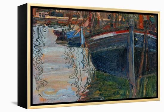 Boats Mirrored in the Water, 1908-Egon Schiele-Framed Premier Image Canvas