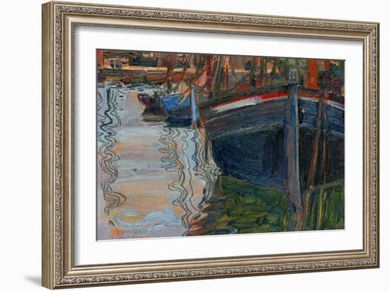 Boats Mirrored in the Water, 1908-Egon Schiele-Framed Giclee Print