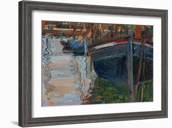 Boats Mirrored in the Water, 1908-Egon Schiele-Framed Giclee Print