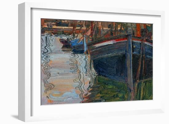 Boats Mirrored in the Water, 1908-Egon Schiele-Framed Giclee Print