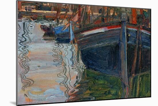 Boats Mirrored in the Water, 1908-Egon Schiele-Mounted Giclee Print