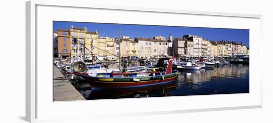 Boats Moored at a Dock, St. Tropez, Provence, France-null-Framed Photographic Print