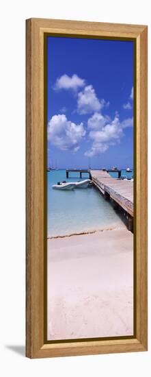 Boats Moored at a Pier, Sandy Ground, Anguilla-null-Framed Stretched Canvas