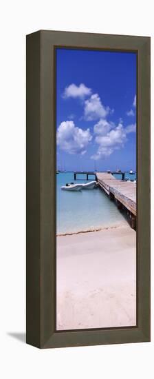 Boats Moored at a Pier, Sandy Ground, Anguilla-null-Framed Stretched Canvas