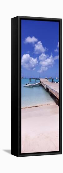 Boats Moored at a Pier, Sandy Ground, Anguilla-null-Framed Stretched Canvas