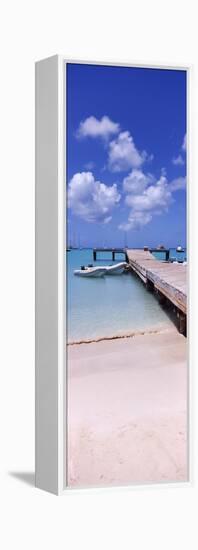 Boats Moored at a Pier, Sandy Ground, Anguilla-null-Framed Stretched Canvas