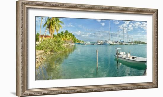 Boats moored at small marina in Cayo Largo, Cuba-null-Framed Photographic Print