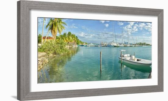 Boats moored at small marina in Cayo Largo, Cuba-null-Framed Photographic Print