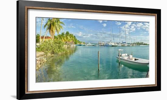 Boats moored at small marina in Cayo Largo, Cuba-null-Framed Photographic Print