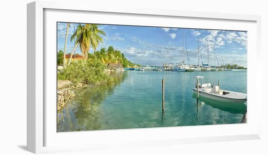 Boats moored at small marina in Cayo Largo, Cuba-null-Framed Photographic Print