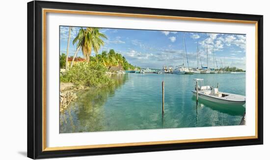 Boats moored at small marina in Cayo Largo, Cuba-null-Framed Photographic Print