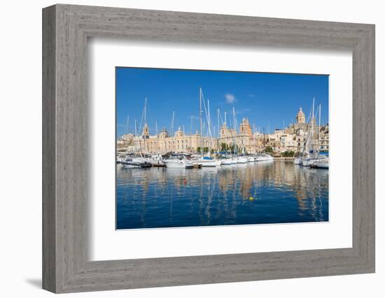 Boats moored in Grand Harbour marina at Birgu, Valletta, Malta, Mediterranean, Europe-Martin Child-Framed Photographic Print