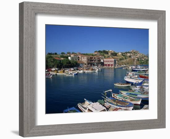 Boats Moored in Harbour at Molyvos, on Lesbos, North Aegean Islands, Greek Islands, Greece, Europe-Lightfoot Jeremy-Framed Photographic Print