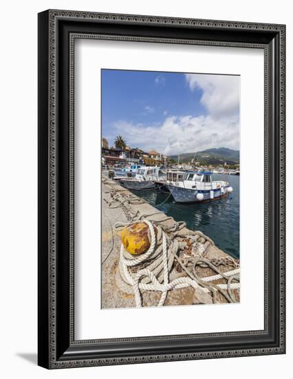 Boats moored in the harbor, Marina Di Campo, Elba Island, Livorno Province, Tuscany, Italy, Europe-Roberto Moiola-Framed Photographic Print