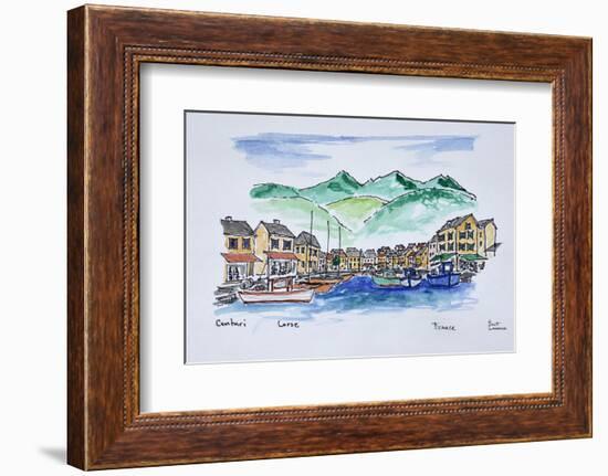 Boats moored in the harbor of Centuri, Corsica, France-Richard Lawrence-Framed Photographic Print