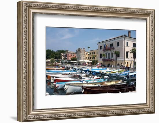 Boats Moored in the Harbour at Bardolino, Lake Garda, Italian Lakes, Lombardy, Italy, Europe-James Emmerson-Framed Photographic Print