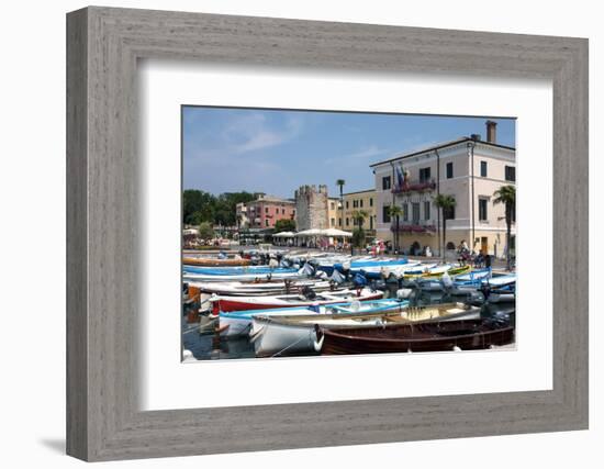 Boats Moored in the Harbour at Bardolino, Lake Garda, Italian Lakes, Lombardy, Italy, Europe-James Emmerson-Framed Photographic Print