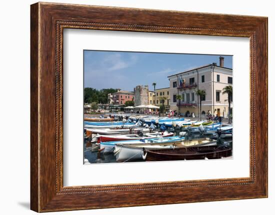 Boats Moored in the Harbour at Bardolino, Lake Garda, Italian Lakes, Lombardy, Italy, Europe-James Emmerson-Framed Photographic Print