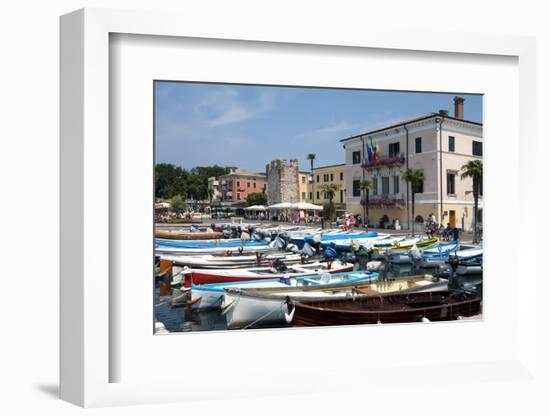 Boats Moored in the Harbour at Bardolino, Lake Garda, Italian Lakes, Lombardy, Italy, Europe-James Emmerson-Framed Photographic Print