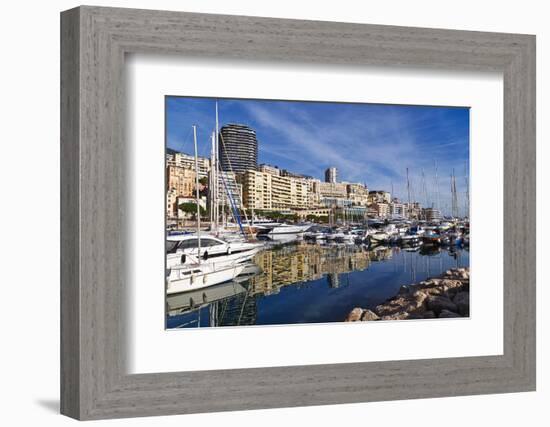 Boats moored in the harbour of Monte Carlo, Monaco, Cote d'Azur, Mediterranean, Europe-Marco Brivio-Framed Photographic Print