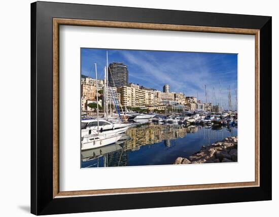 Boats moored in the harbour of Monte Carlo, Monaco, Cote d'Azur, Mediterranean, Europe-Marco Brivio-Framed Photographic Print