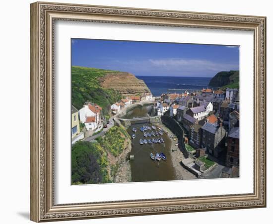 Boats Moored in the Protected Harbour of Staithes, Yorkshire, England, United Kingdom, Europe-Rainford Roy-Framed Photographic Print