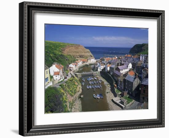 Boats Moored in the Protected Harbour of Staithes, Yorkshire, England, United Kingdom, Europe-Rainford Roy-Framed Photographic Print