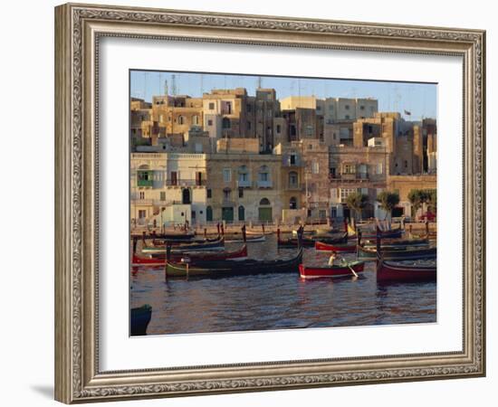 Boats Moored in Valletta Harbour at Dusk, Malta, Mediterranean, Europe-Woolfitt Adam-Framed Photographic Print