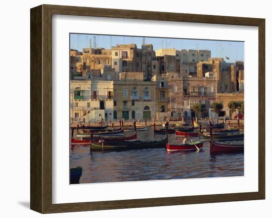 Boats Moored in Valletta Harbour at Dusk, Malta, Mediterranean, Europe-Woolfitt Adam-Framed Photographic Print