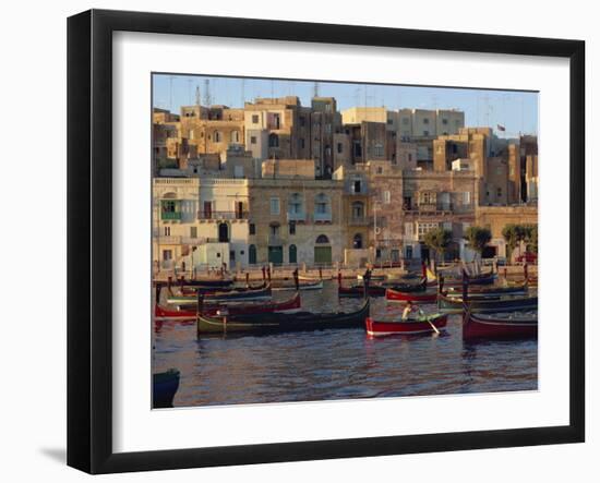 Boats Moored in Valletta Harbour at Dusk, Malta, Mediterranean, Europe-Woolfitt Adam-Framed Photographic Print