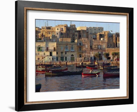 Boats Moored in Valletta Harbour at Dusk, Malta, Mediterranean, Europe-Woolfitt Adam-Framed Photographic Print