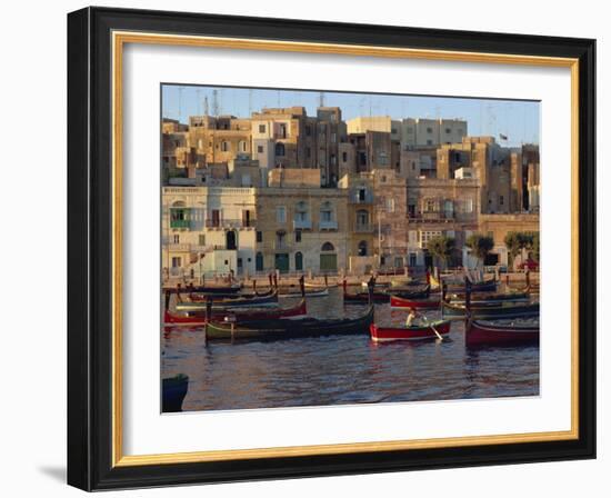 Boats Moored in Valletta Harbour at Dusk, Malta, Mediterranean, Europe-Woolfitt Adam-Framed Photographic Print