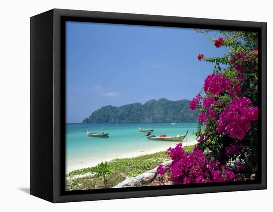 Boats Moored off Beach of Phi Phi Don Island, off Phuket, Thailand-Ruth Tomlinson-Framed Premier Image Canvas