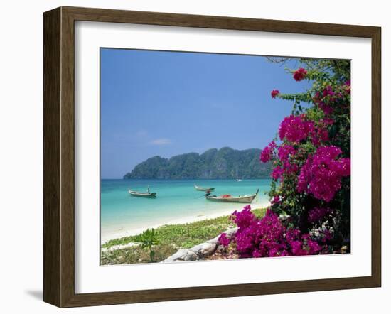 Boats Moored off Beach of Phi Phi Don Island, off Phuket, Thailand-Ruth Tomlinson-Framed Photographic Print