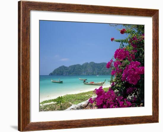 Boats Moored off Beach of Phi Phi Don Island, off Phuket, Thailand-Ruth Tomlinson-Framed Photographic Print