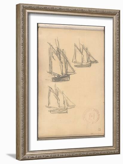 Boats of Villerville (Pencil on Paper)-Claude Monet-Framed Giclee Print