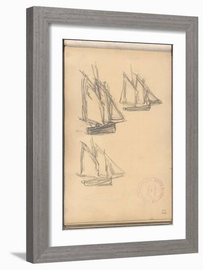 Boats of Villerville (Pencil on Paper)-Claude Monet-Framed Giclee Print