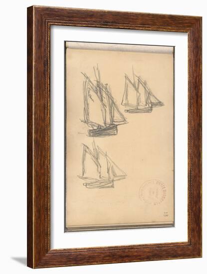 Boats of Villerville (Pencil on Paper)-Claude Monet-Framed Giclee Print