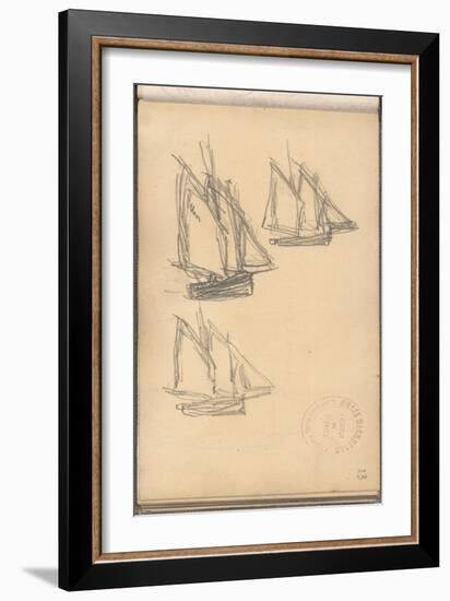 Boats of Villerville (Pencil on Paper)-Claude Monet-Framed Giclee Print