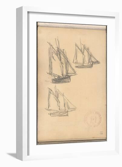 Boats of Villerville (Pencil on Paper)-Claude Monet-Framed Giclee Print