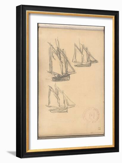 Boats of Villerville (Pencil on Paper)-Claude Monet-Framed Giclee Print